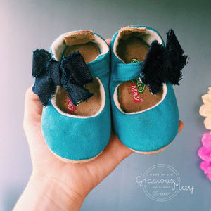 Gracious May Shoes Size 5 (12-18 MOS) Suede Denim